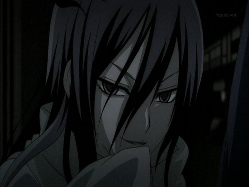 Anime Character with Dark Hair — Black, Dramatic, Night, Close-up