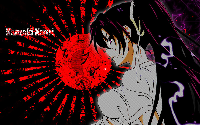 Anime Character with Dark Hair — Black, Dramatic, Red Sunburst