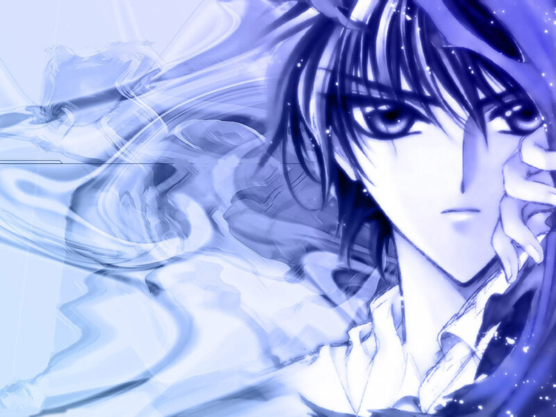 Anime Character with Dark Hair — Blue, Dramatic