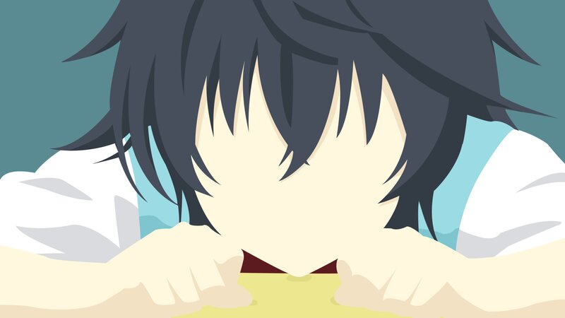Anime Character with Dark Hair — Blue, Neutral, Hands