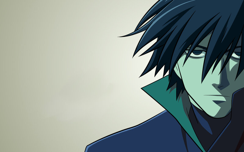 Anime Character with Dark Hair — Blue, Serious