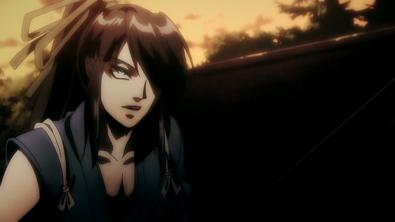 Anime Character with Dark Hair — Brown, Dramatic, Sunset