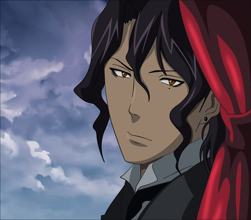 Anime Character with Dark Hair — Gray, Dramatic, Cloudy Sky