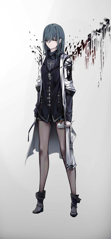 Anime Character with Dark Hair — Gray, Dramatic, Digital Art