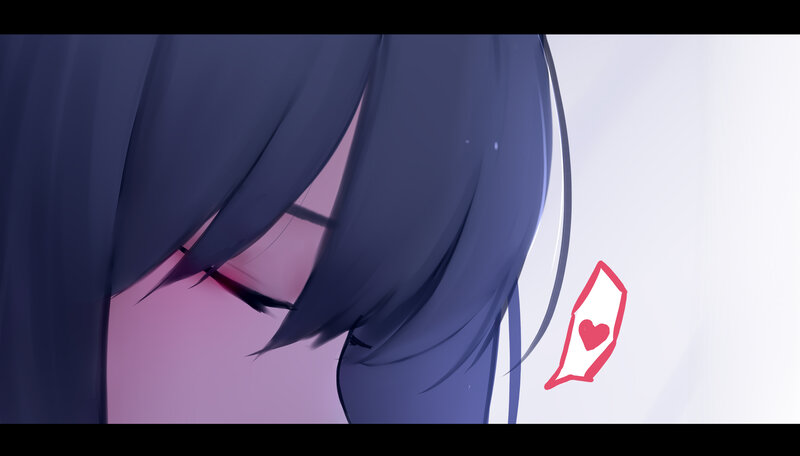 Anime Character with Dark Hair — Purple, Calm, Digital Art