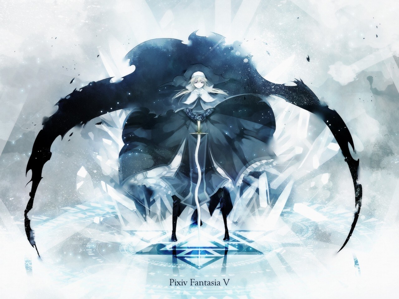 Anime character with dark wings