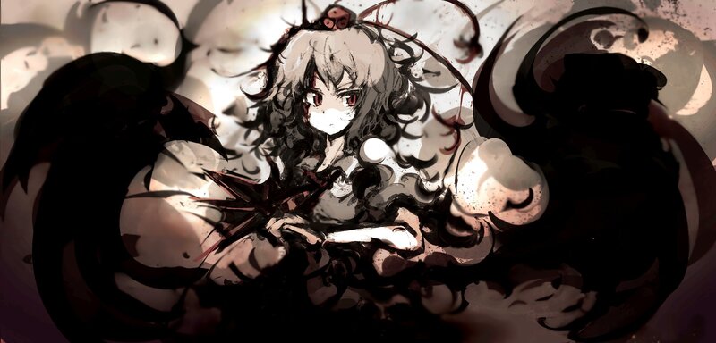 anime character with dark wings
