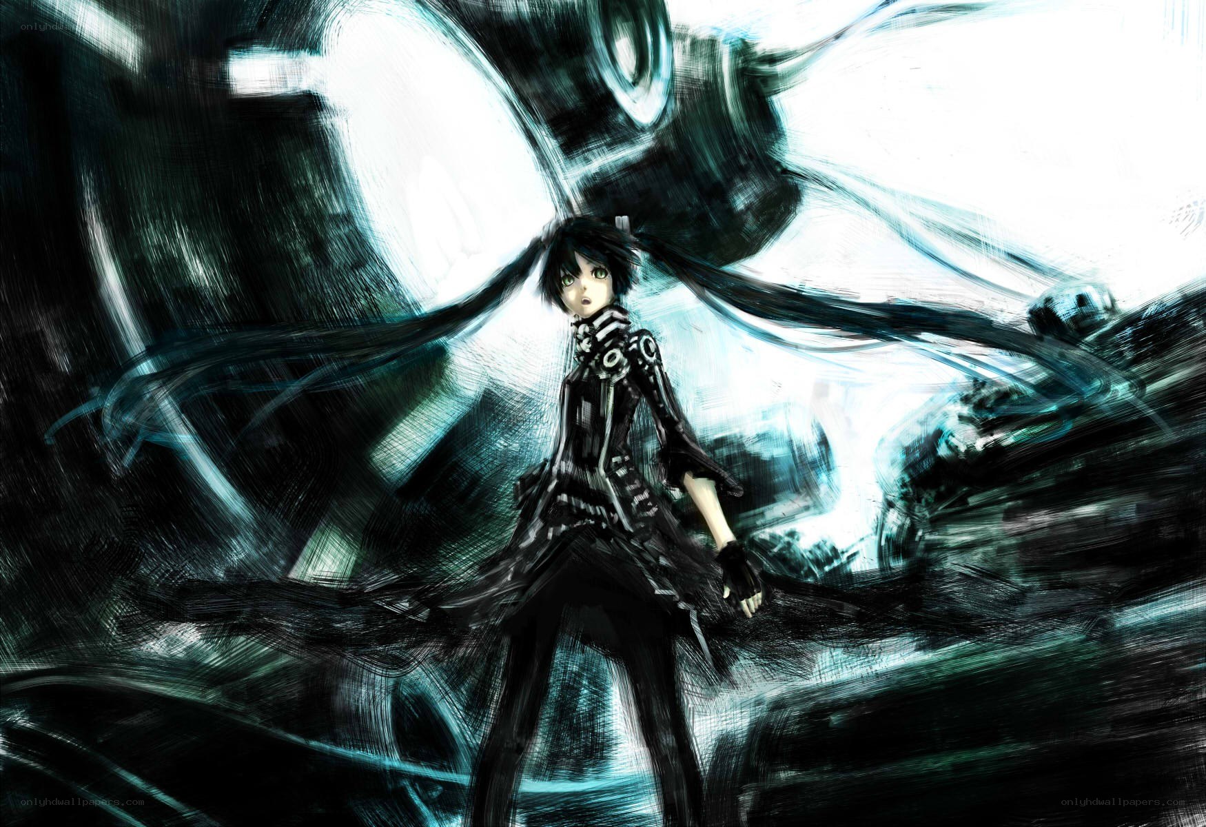 anime character with dark wings