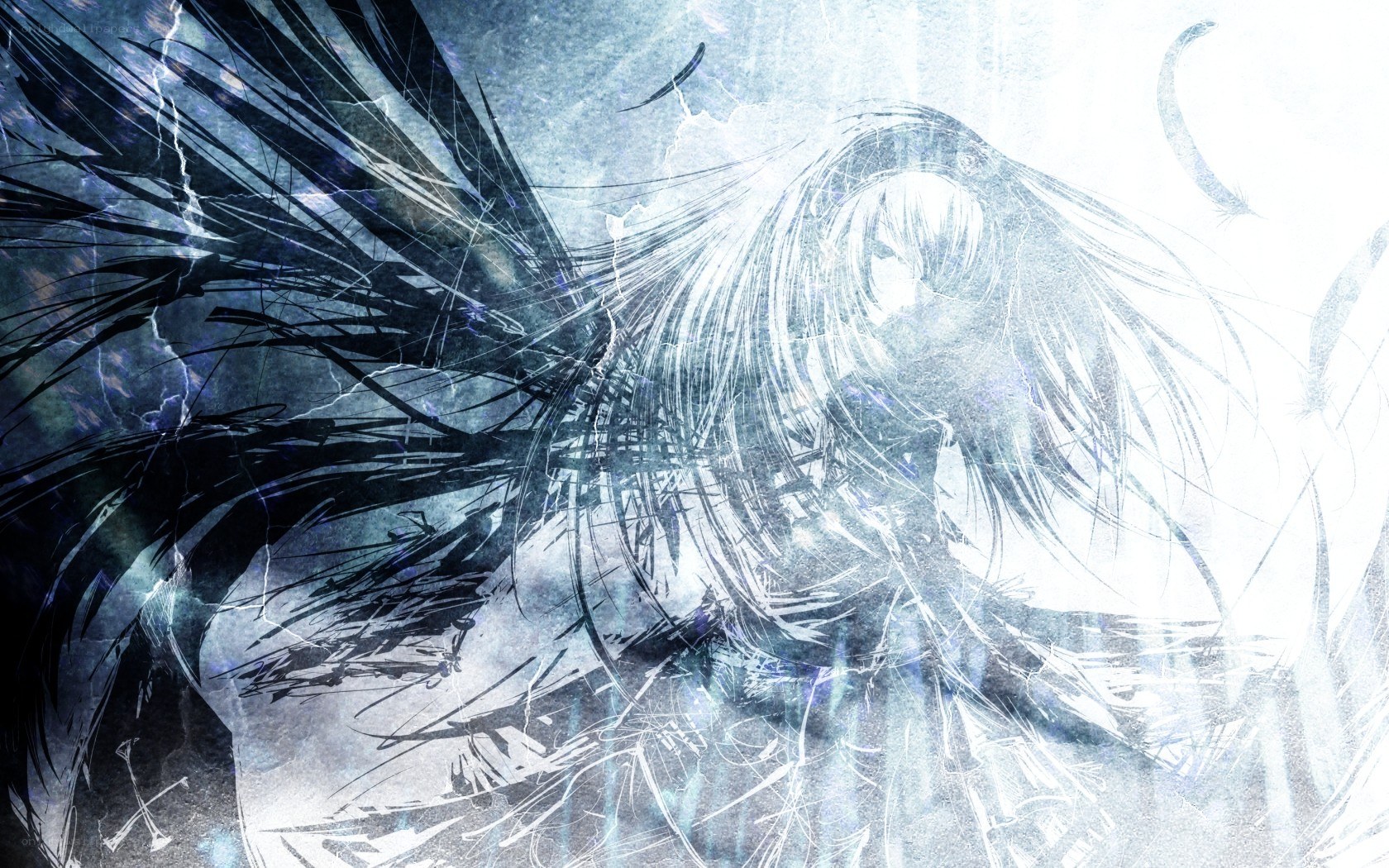 anime character with dark wings