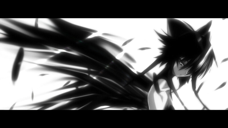 anime character with dark wings