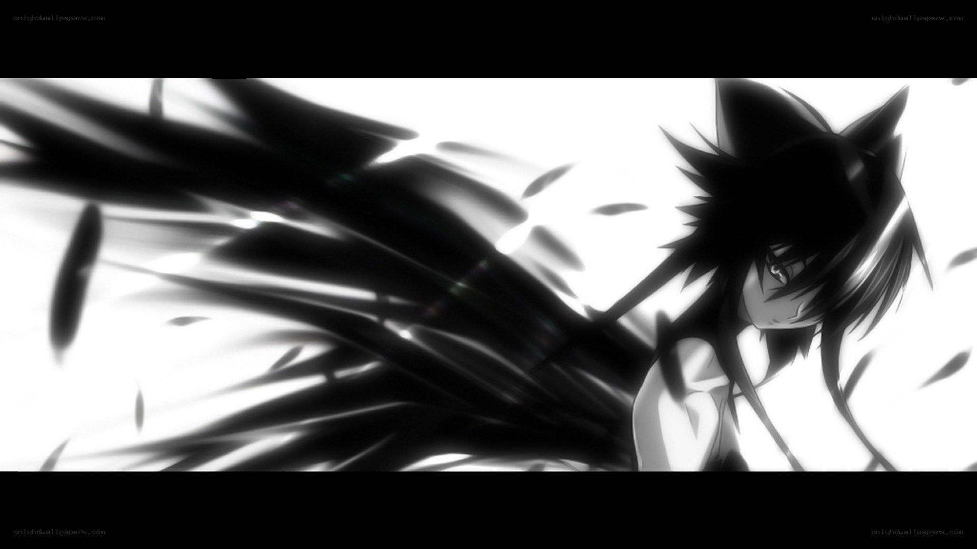anime character with dark wings