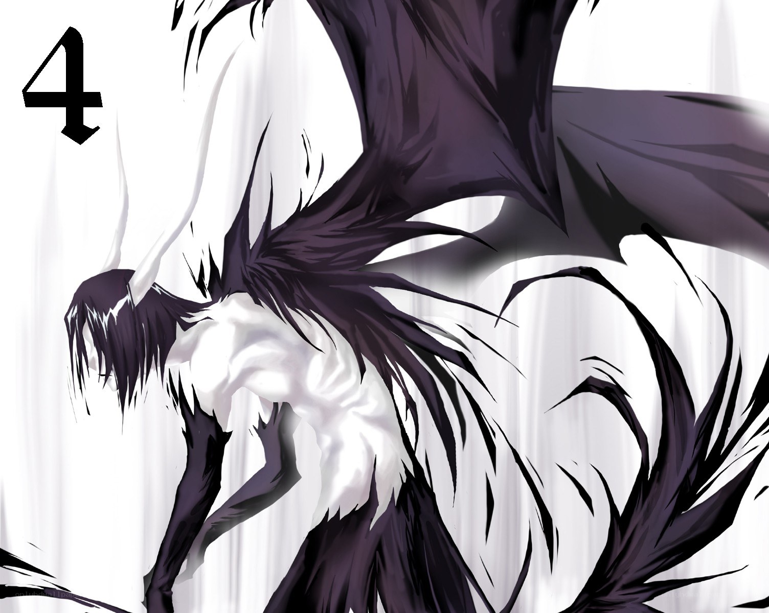 anime character with dark wings
