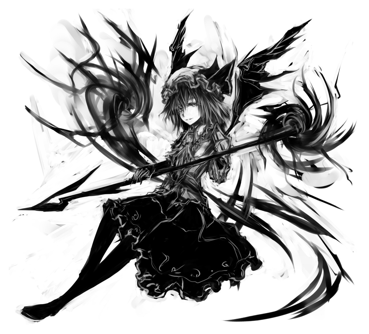 anime character with dark wings