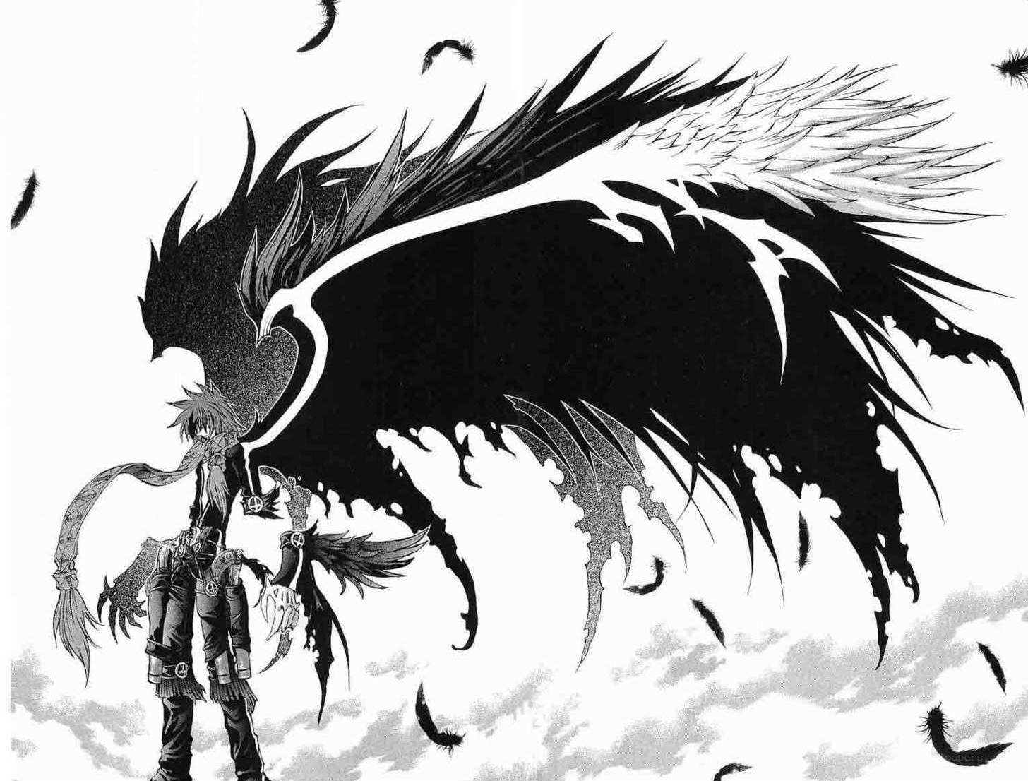 anime character with dark wings