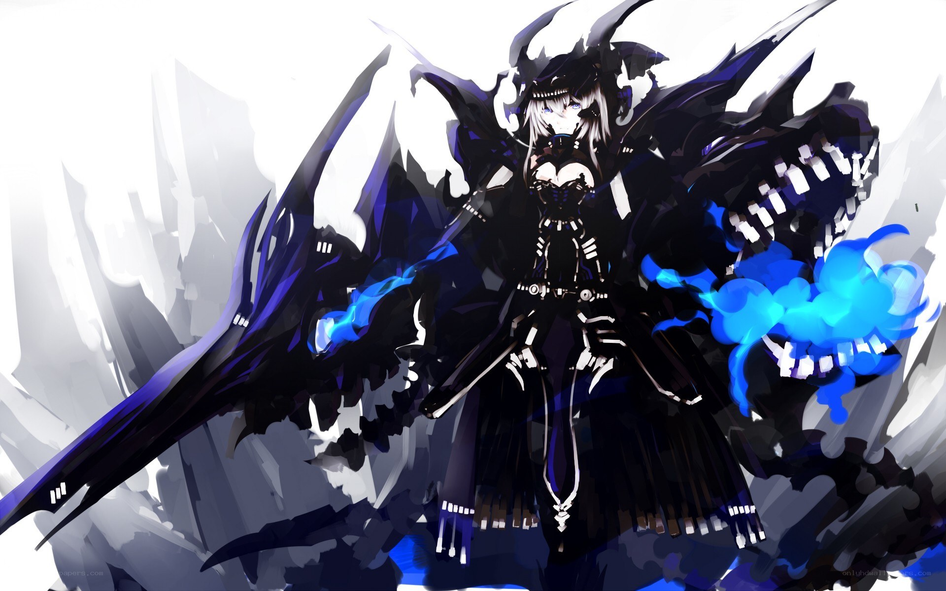 anime character with dark wings