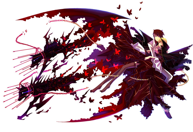 Anime Character with Dark Wings — Black, Dramatic
