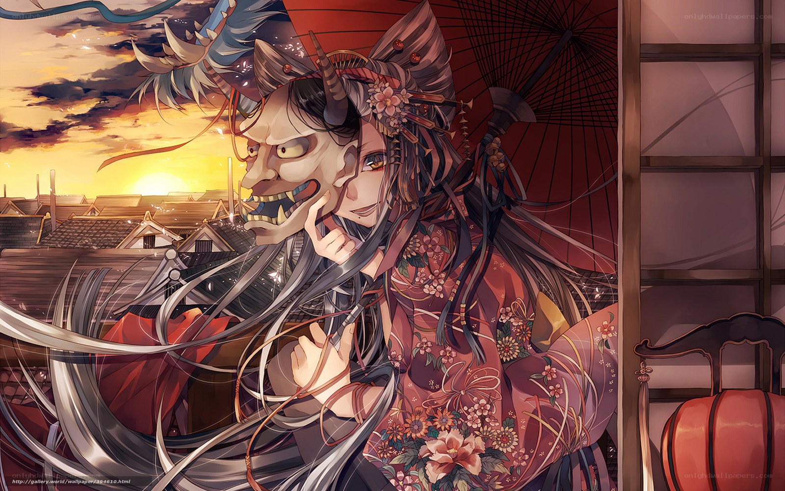 Anime character with demon mask