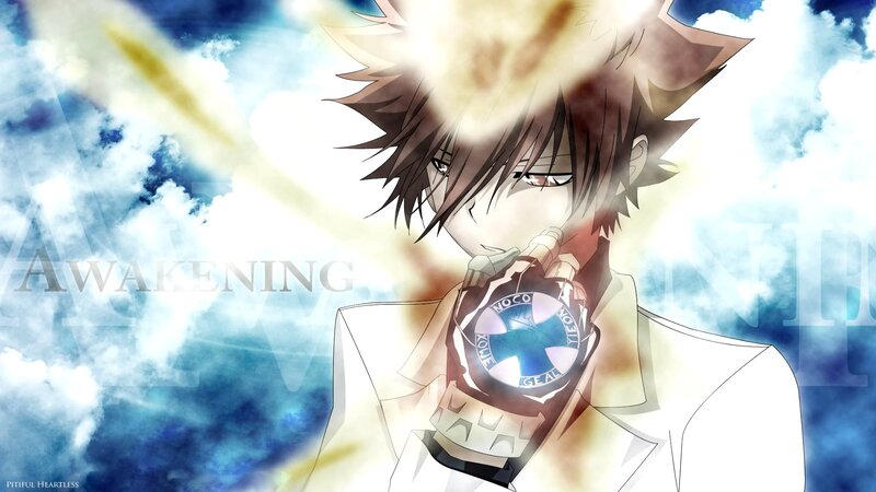 Anime Character with Device — Blue, Dramatic, Clouds