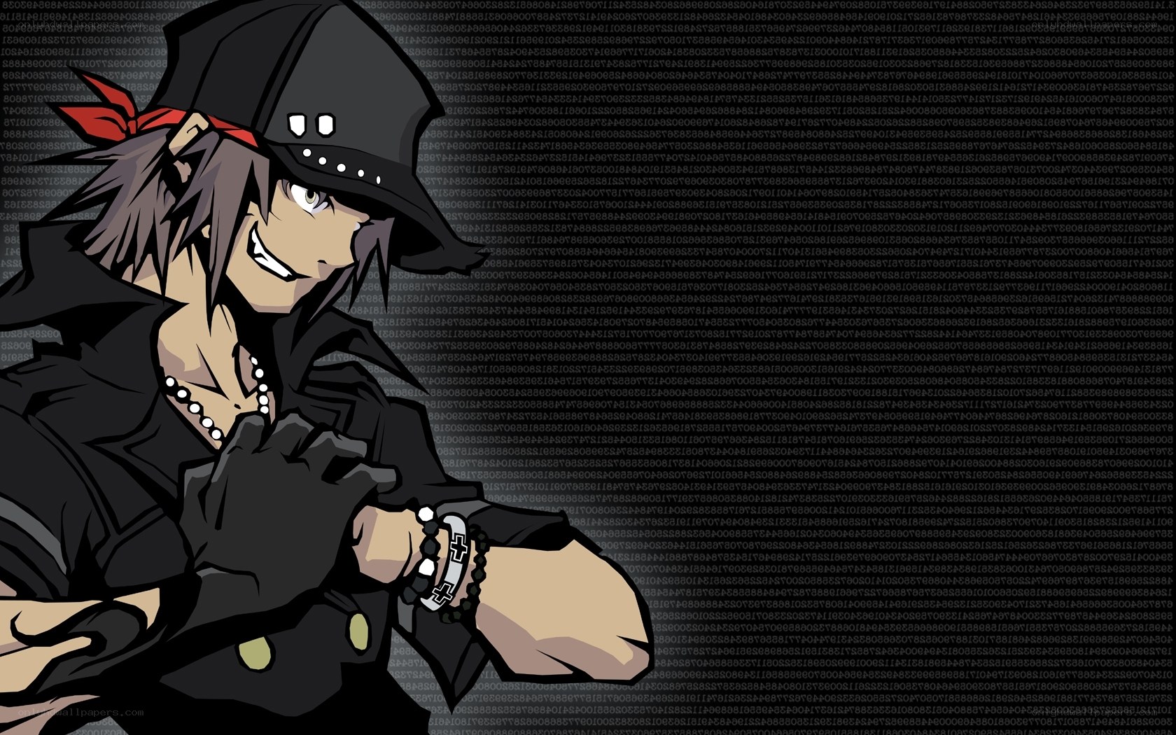 anime character with digital background