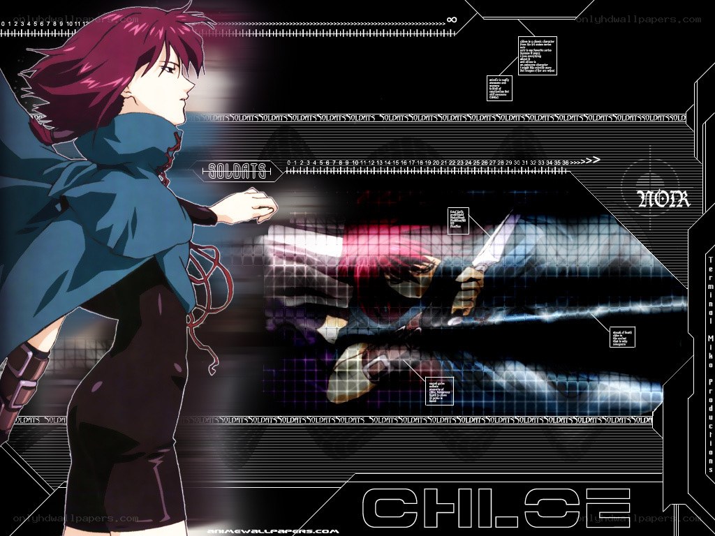 Anime character with digital interface