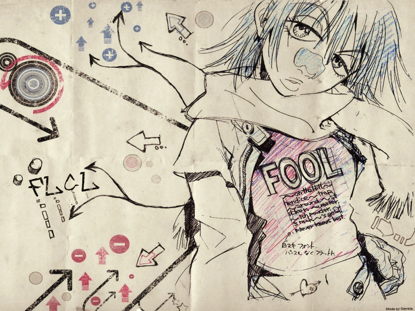 anime character with doodles