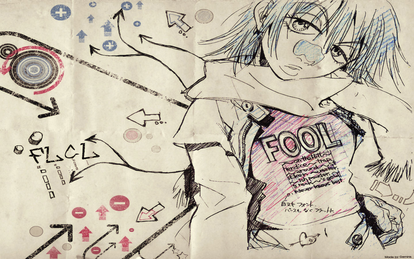 anime character with doodles