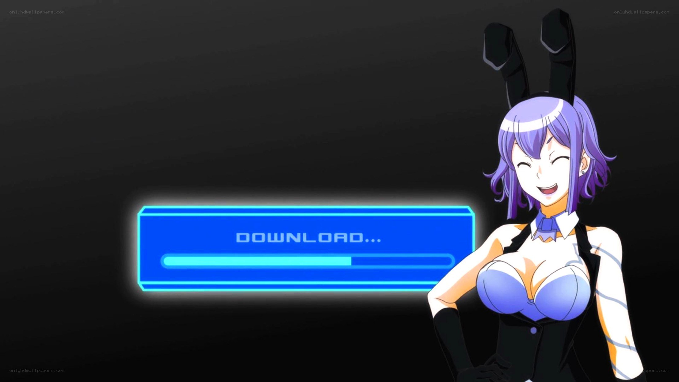 anime character with download bar