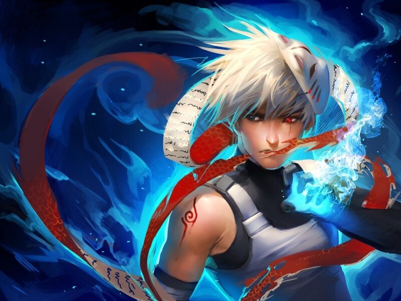 anime character with dragon and energy