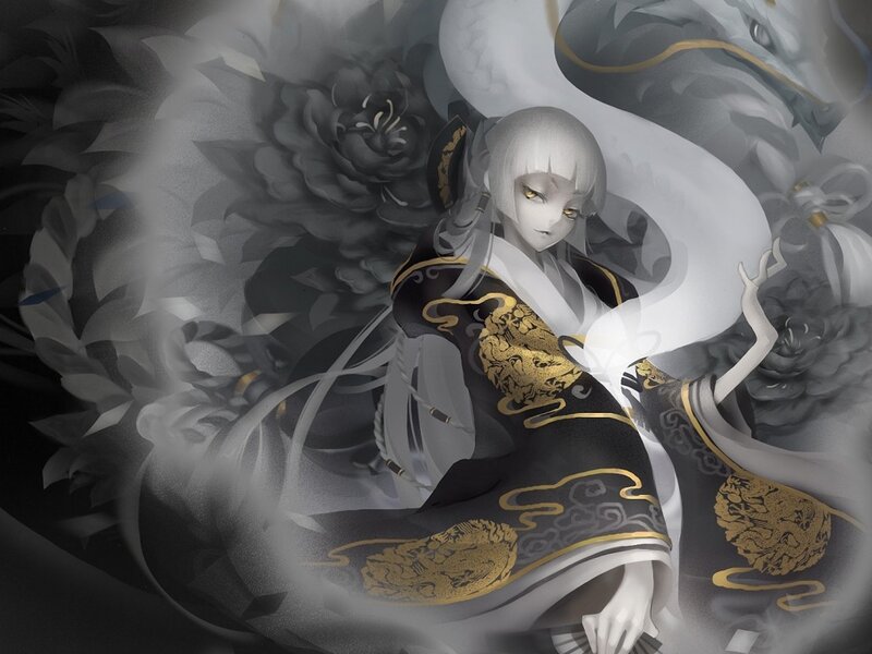 Anime Character with Dragon — Black