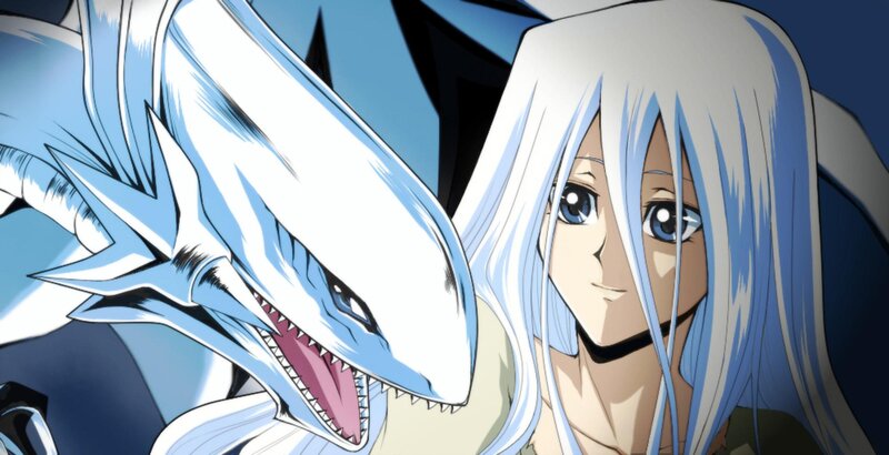 Anime Character with Dragon — Blue, Dramatic, Blue Eyes