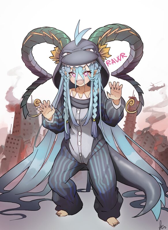 Anime Character with Dragon Horns