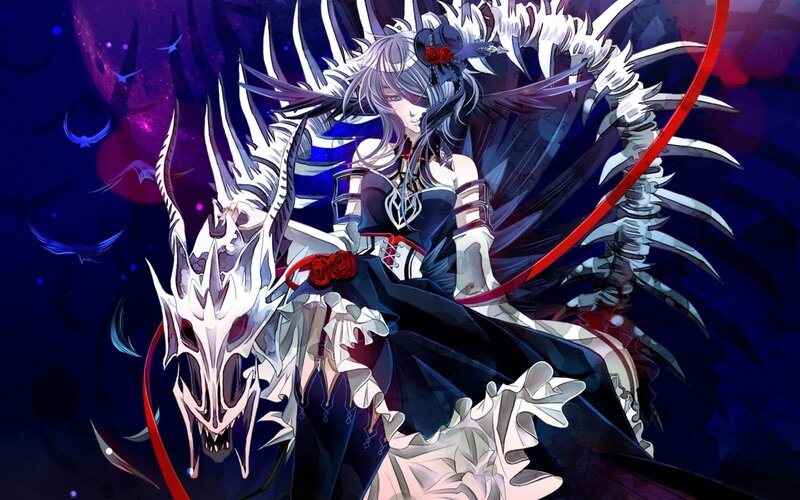 Anime Character with Dragon — Purple, Dramatic, Night, Digital Art