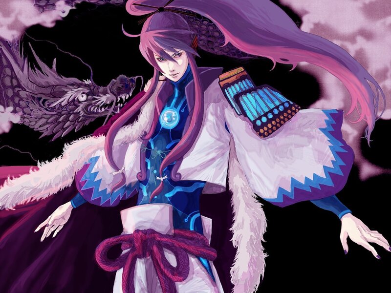 Anime Character with Dragon — Purple