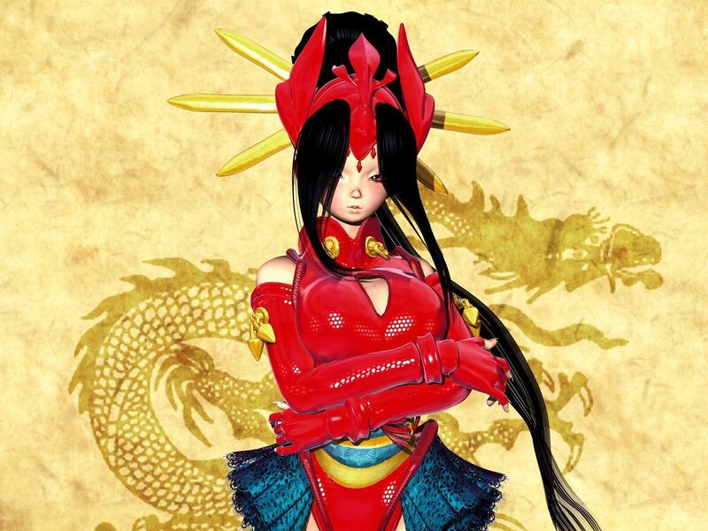 Anime Character with Dragon — Red