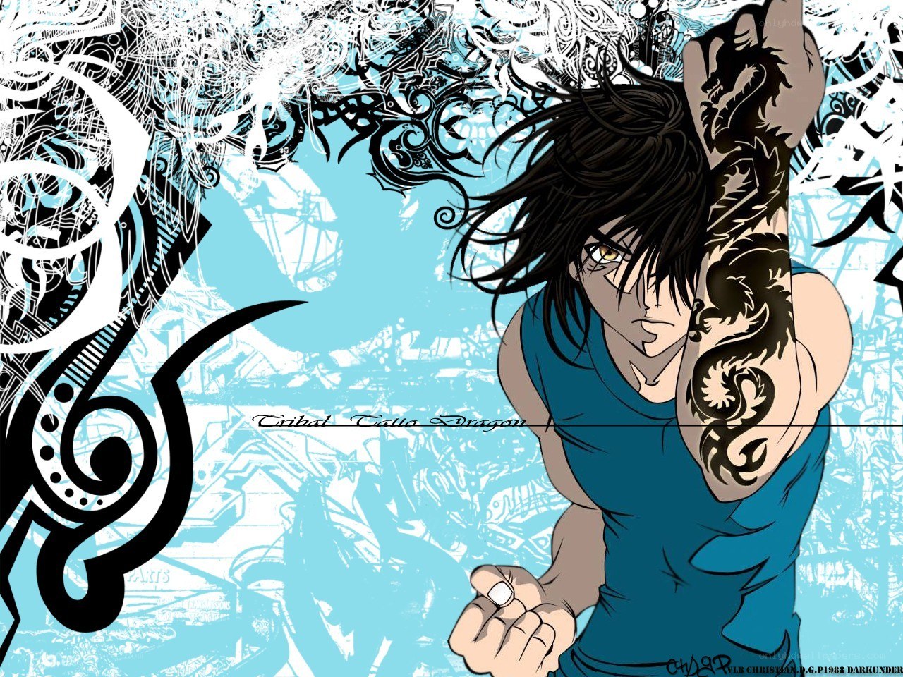 Anime character with dragon tattoo