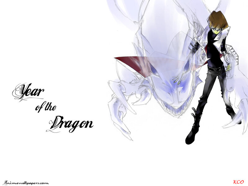Anime Character with Dragon — White, Dramatic, Text