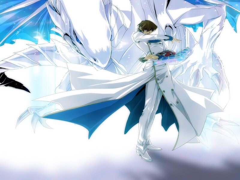 Anime Character with Dragon — White