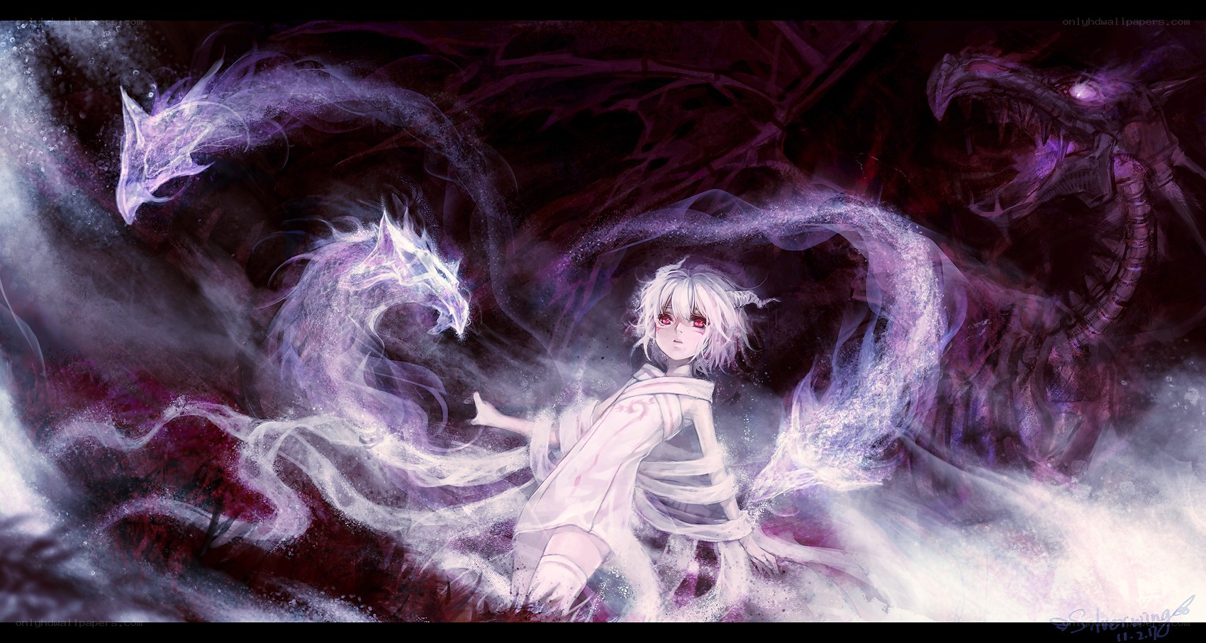 Anime character with dragons