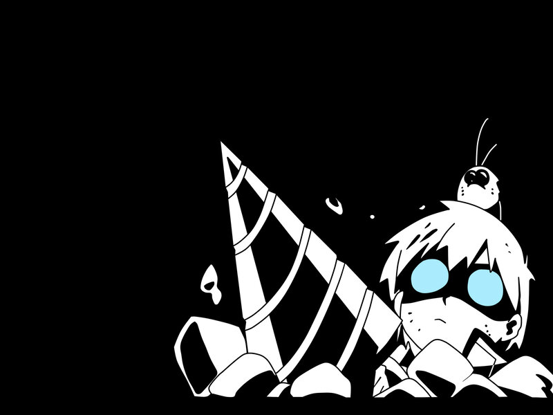 Anime Character with Drill — Black, Dramatic
