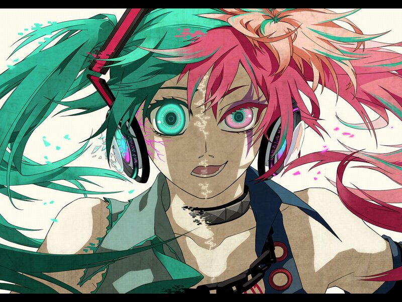 Anime Character with Dual-colored Hair — Green