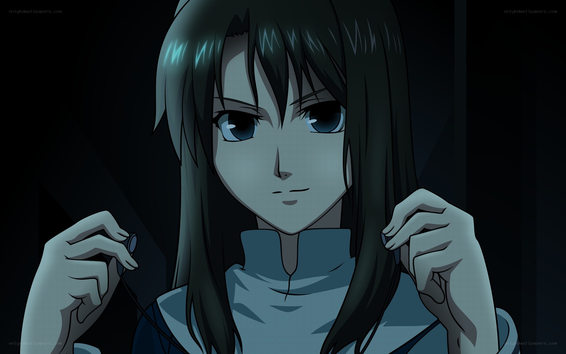 anime character with earbuds