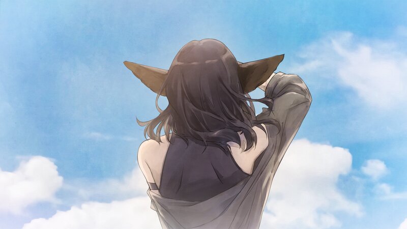 Anime Character with Ears — Blue