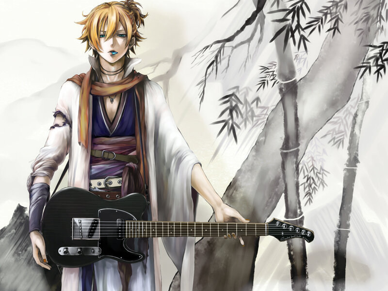 anime character with electric guitar
