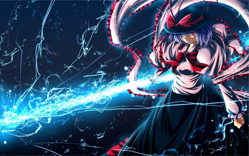 Anime Character with Energy Beam — Blue, Dramatic