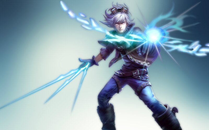Anime Character with Energy Blades — Blue, Dramatic