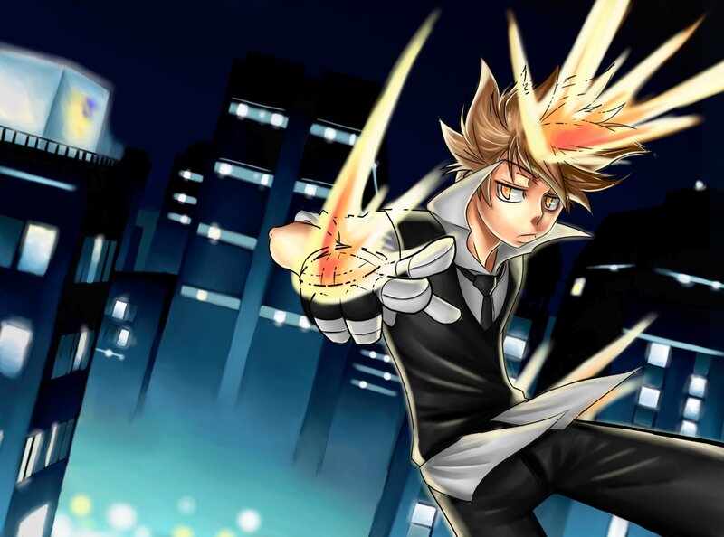 Anime Character with Energy Blast — Black