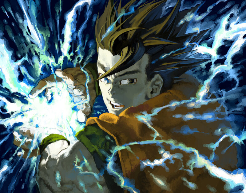Anime Character with Energy — Blue
