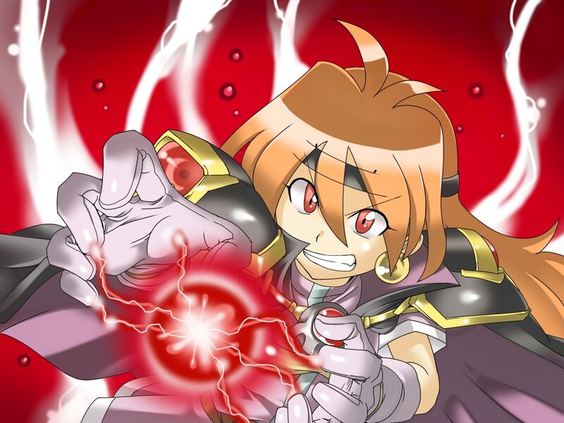Anime Character with Energy — Red, Dramatic, Energy Ball