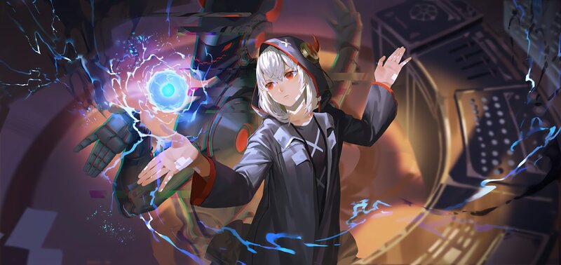 Anime Character with Energy Sphere — Black