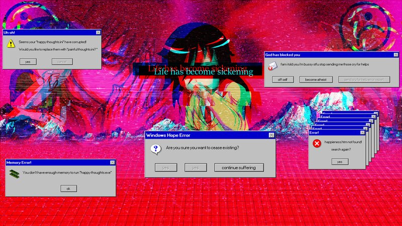 Anime Character with Error Windows